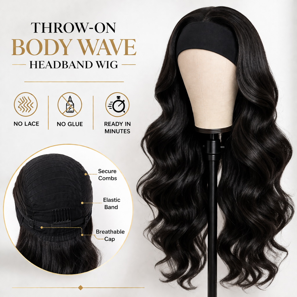 Throw-On Body Wave Headband Wig