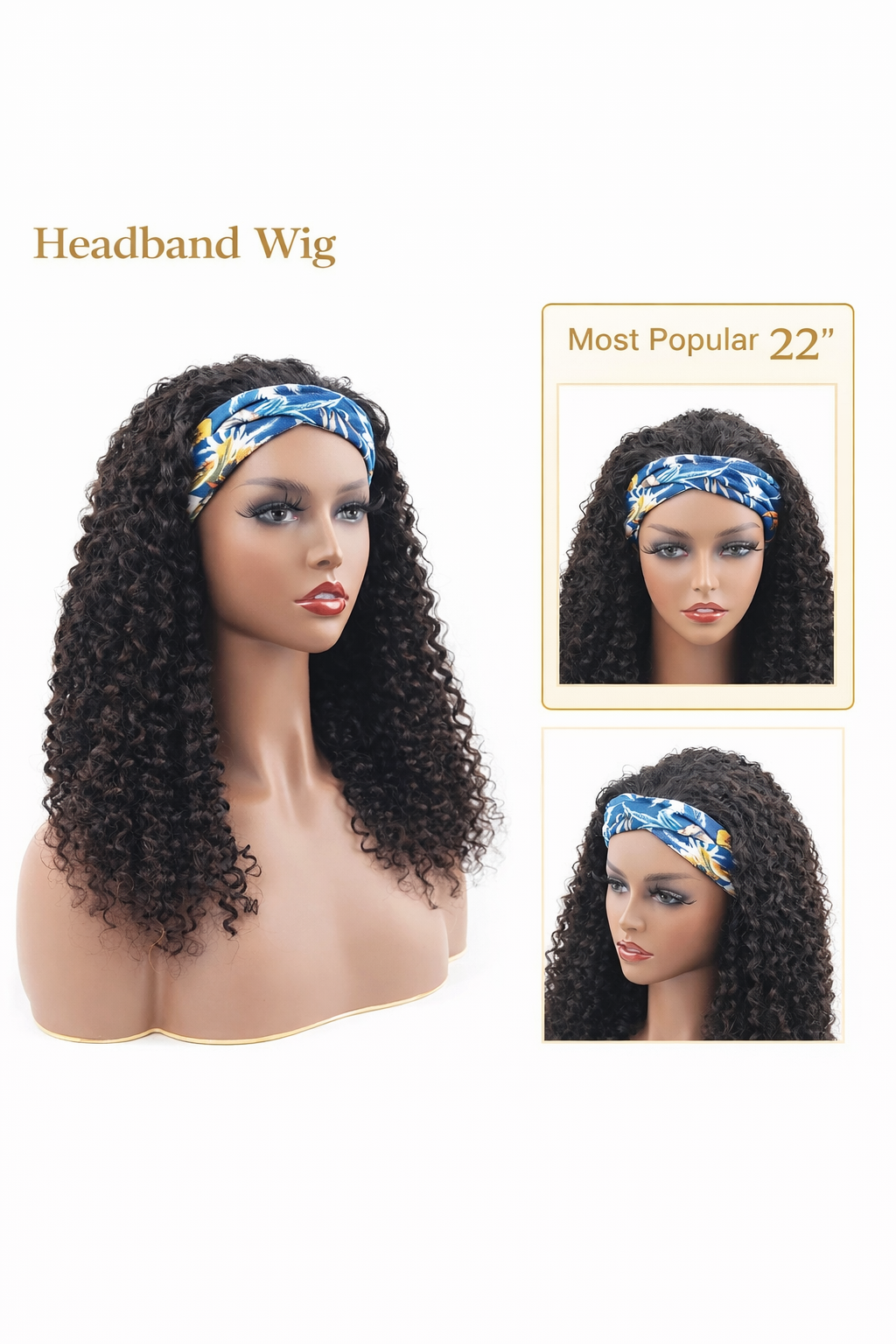 Kinky Curly Throw-On Headband Wig