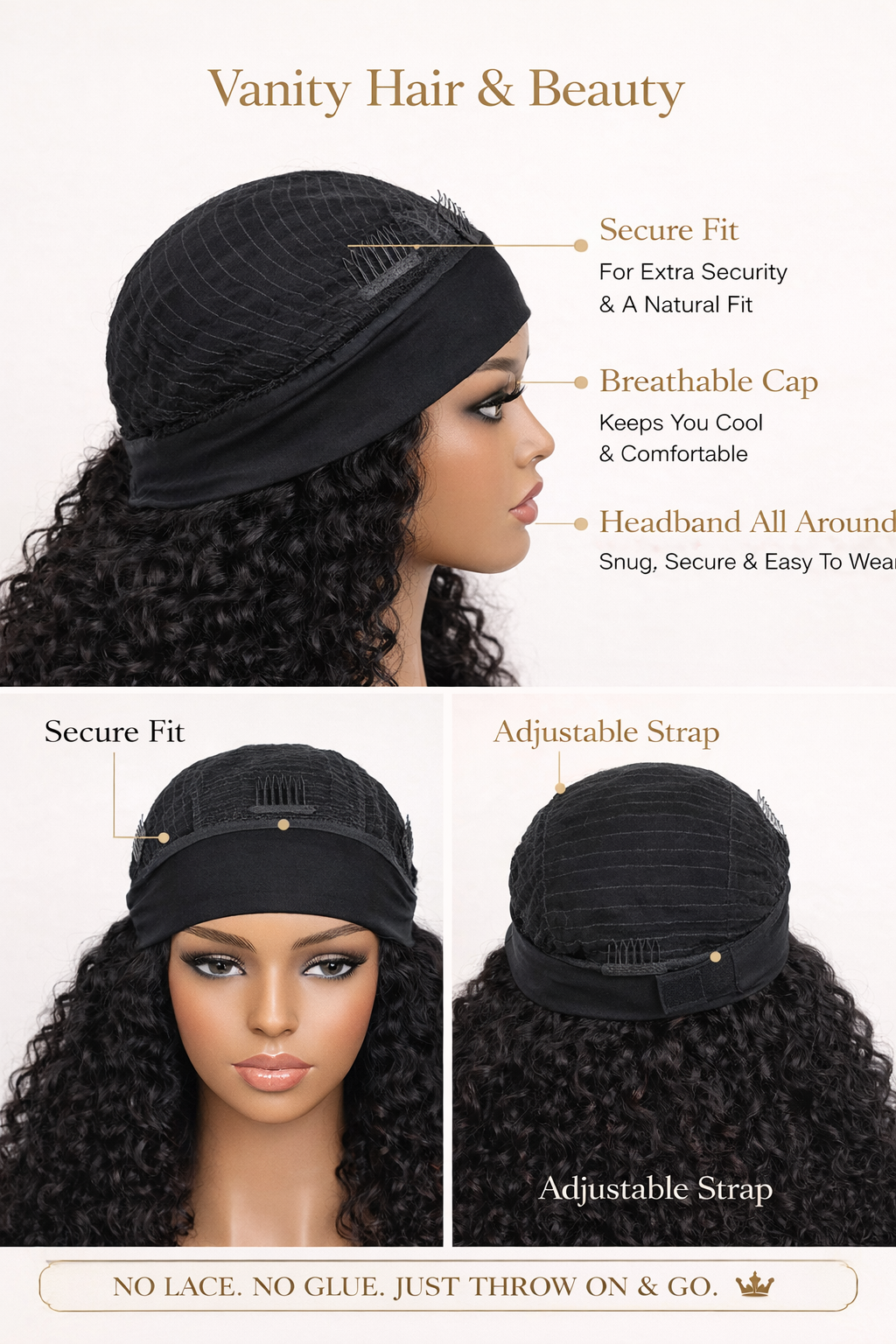 Kinky Curly Throw-On Headband Wig