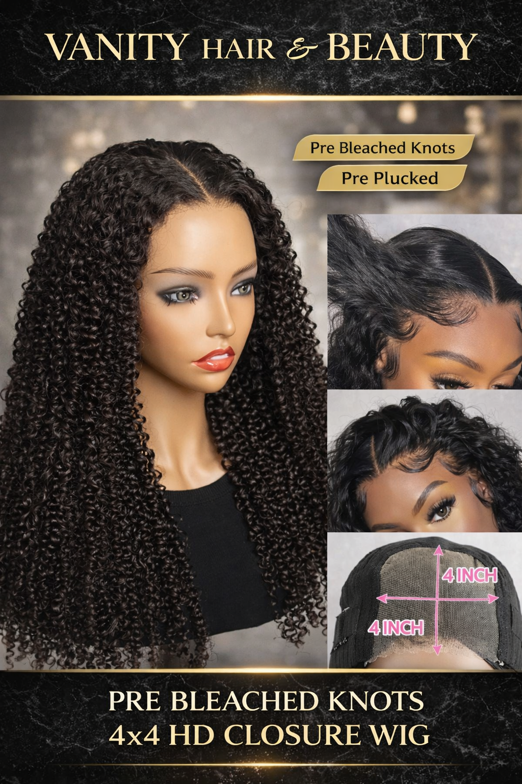 The Defined Curl 4x4 HD Closure Wig