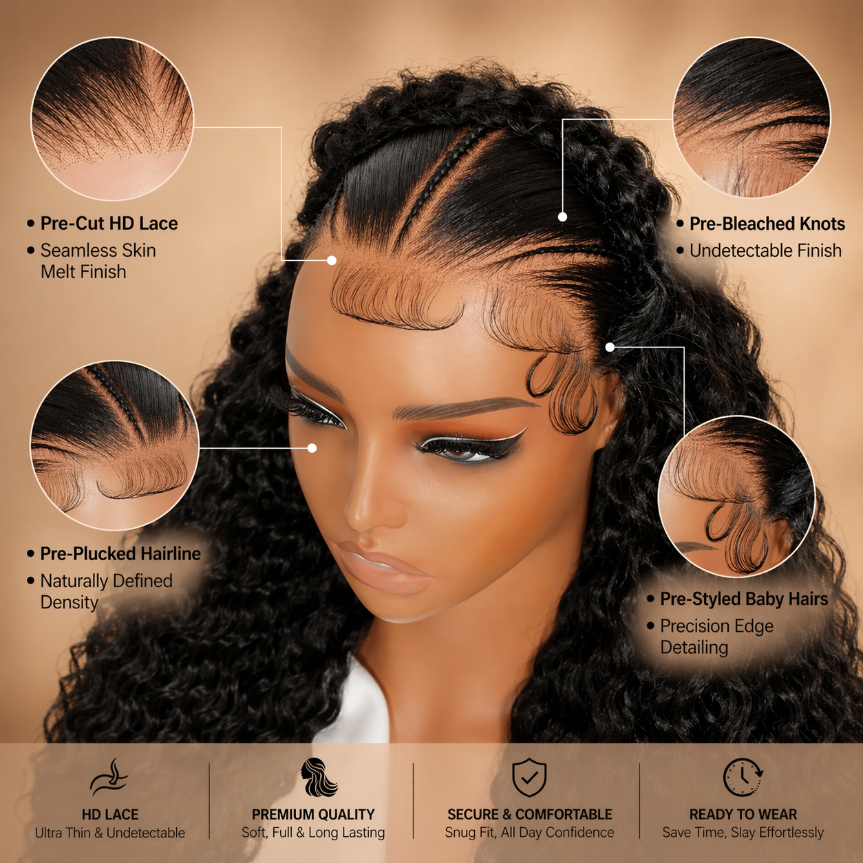 Pre-Braided Deep Wave HD Lace Wig – Pre-Plucked & Ready to Wear(13x4)