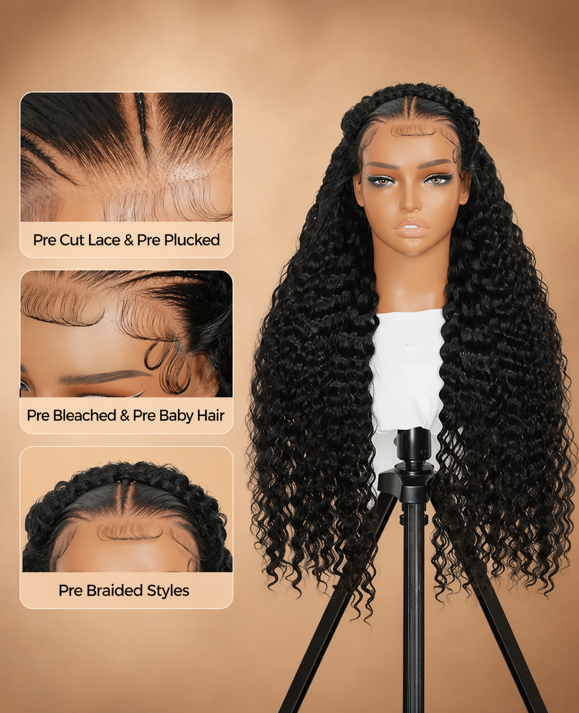 Pre-Braided Deep Wave HD Lace Wig – Pre-Plucked & Ready to Wear(13x4)