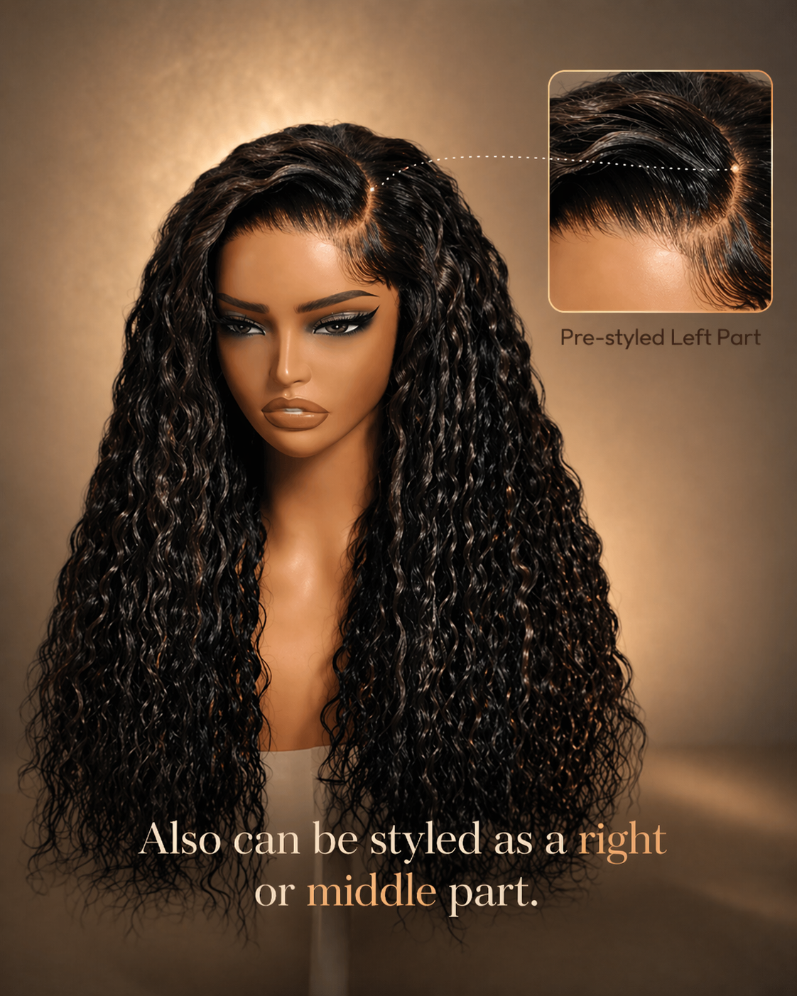 Golden Brown Water Wave 7x5 Glueless Lace Wig