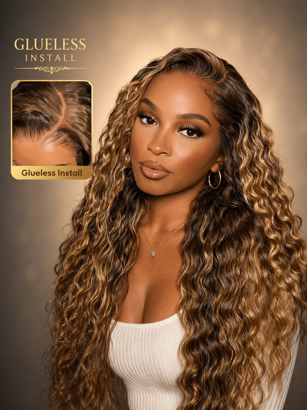 Blonde Highlight Water Wave 13x4 Glueless Lace Wig