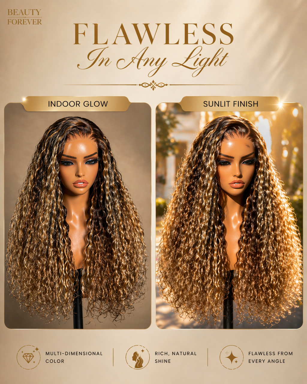 Blonde Highlight Water Wave 13x4 Glueless Lace Wig